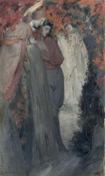 Man and Woman Standing  by Frank Vincent Dumond - Hand-Painted Oil Painting Reproduction