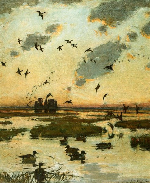 The Duck Marsh  by Frank Weston Benson   - Hand-Painted Oil Painting Reproduction