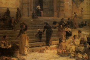 Market Day Perugia by Frank William Warwick Topham Oil Painting