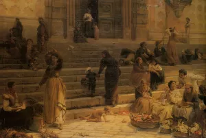 Market Day Perugia by Frank William Warwick Topham Oil Painting