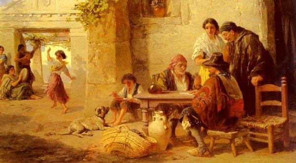 Main Product Photo of Spanish Amusements Painting by Frank William Warwick Topham