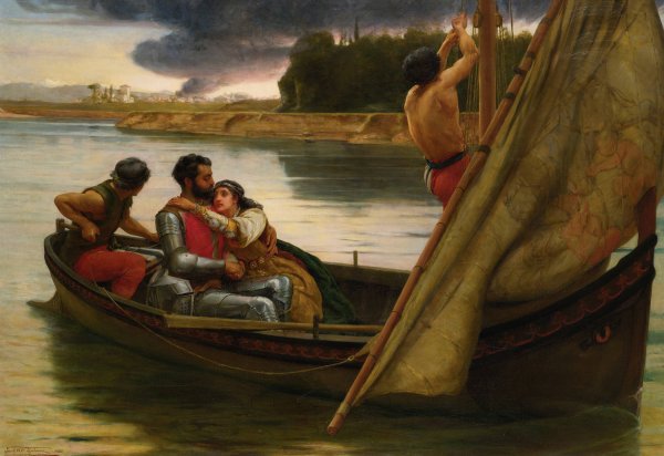 Main Product Photo of The Voyage Of King Arthur And Morgan Le Fay To The Isle Of Avalon  Painting by Frank William Warwick Topham