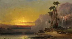 Palms at Sundown by Franklin D Briscoe - Oil Painting Reproduction