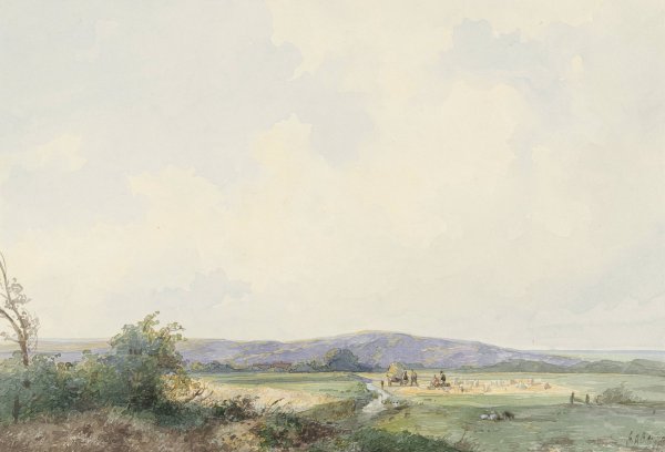 Landschap met weiden, bij de duinen  by Frans Arnold Breuhaus De Groot - Hand-Painted Oil Painting Reproduction