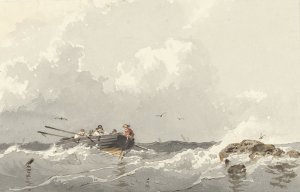 Roeiboot op zee by Frans Arnold Breuhaus De Groot Oil Painting