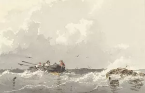 Roeiboot op zee by Frans Arnold Breuhaus De Groot Oil Painting