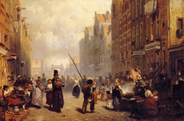 The Jewish Quarter in Amsterdam by Frans Arnold Breuhaus De Groot - Hand-Painted Oil Painting Reproduction