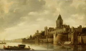 View of the Valkhof in Nijmegen by Frans De Hulst Oil Painting