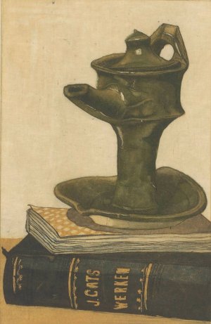 Stilleven met schenkkan en boeken by Frans Everbag Oil Painting
