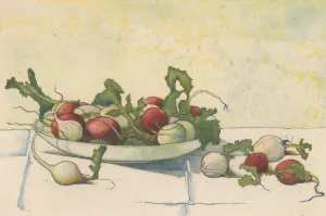 Witte en rode radijs in een schotel Oil painting by Frans Everbag