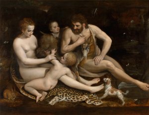 Adam and Eve and their Children by Frans Floris Oil Painting