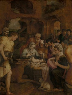 The Adoration of the Shepherds by Frans Floris Oil Painting