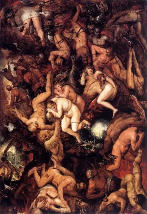 The Damned Being Cast into Hell Oil painting by Frans Francken II