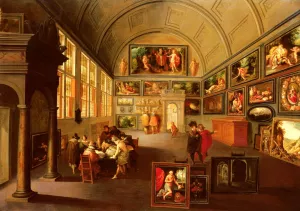 The Interior of a Picture Gallery by Frans Francken II Oil Painting