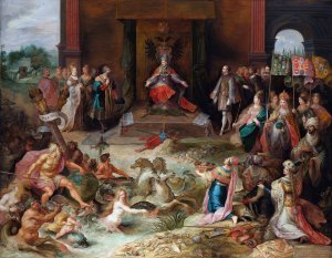 Allegory on The Abdication of Emperor Charles V in Brussels by Frans Francken The Elder Oil Painting