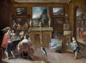 A visit to the Art Dealer by Frans Francken The Younger Oil Painting