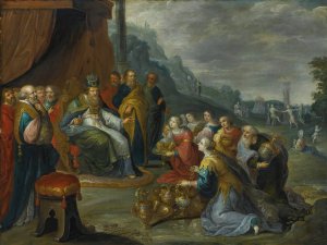 Aaron Receiving Gold From The Israelites by Frans Francken The Younger Oil Painting