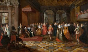 Ballroom Scene at a Court in Brussels by Frans Francken The Younger Oil Painting