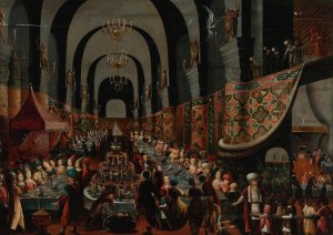 Balthasar's Feast by Frans Francken The Younger Oil Painting