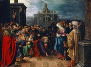Christ And The Woman Taken In Adultery by Frans Francken The Younger Oil Painting