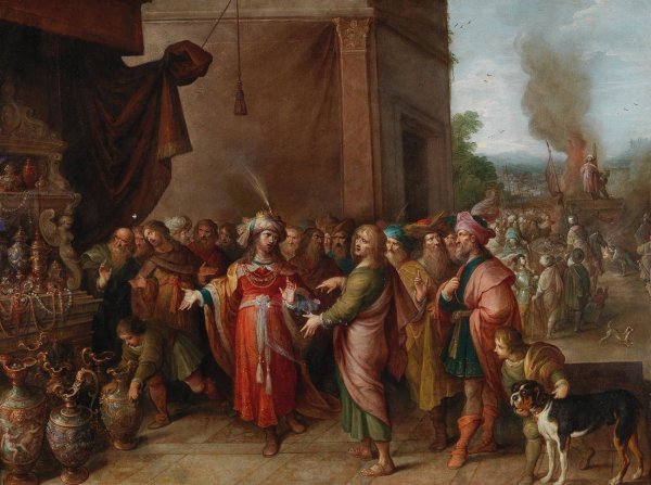Croesus showing Solon his Riches by Frans Francken The Younger - Hand-Painted Oil Painting Reproduction