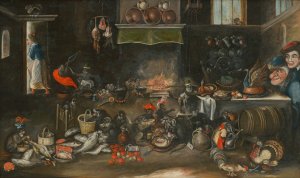 Monkeys in the Kitchen by Frans Francken The Younger Oil Painting