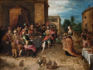 The Banquet of Herod. Salome Presents the Head of John the Baptist by Frans Francken The Younger Oil Painting