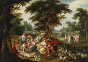 The Golden Age by Frans Francken The Younger Oil Painting