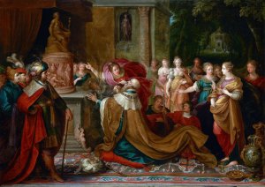 The Idolatry of Solomon by Frans Francken The Younger Oil Painting