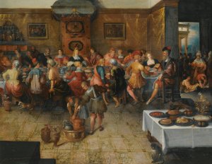 The Parable Of The Wedding Feast by Frans Francken The Younger Oil Painting