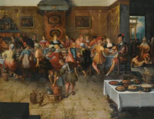 The Parable Of The Wedding Feast by Frans Francken The Younger Oil Painting