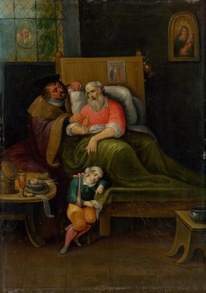 The Visitation of the Sick from the Seven Acts of Mercy by Frans Francken The Younger Oil Painting