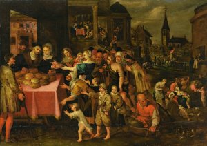 The Works of Mercy by Frans Francken The Younger Oil Painting