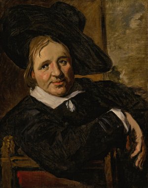 Portrait of a man, seated and wearing a hat by Frans Hals (Follower) Oil Painting