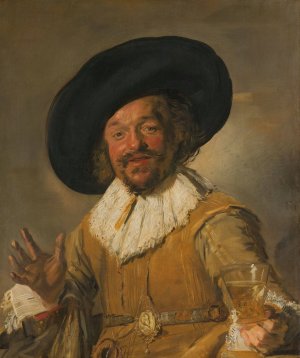 A Militiaman Holding a Berkemeyer, Known as the 'Merry Drinker' Oil painting by Frans Hals