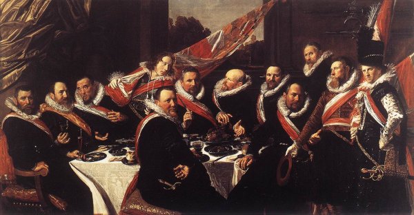 Banquet of the Officers of the St. George Civic Guard by Frans Hals - Hand-Painted Oil Painting Reproduction