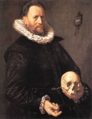 Portrait of a Man Holding a Skull Oil painting by Frans Hals