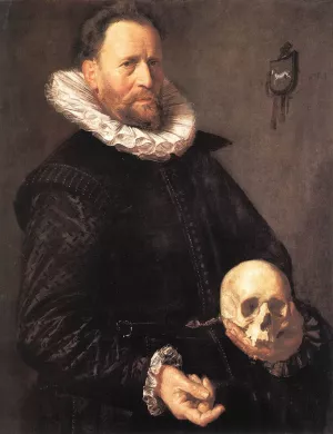 Portrait of a Man Holding a Skull by Frans Hals Oil Painting