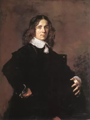 Portrait of a Seated Man Holding a Hat Oil painting by Frans Hals