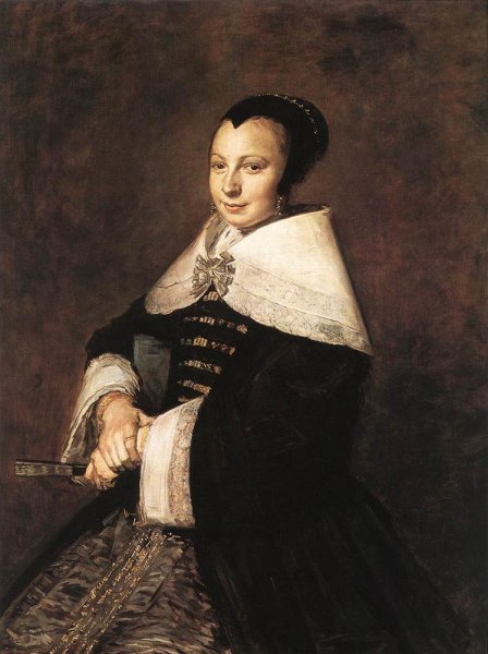 Portrait of a Seated Woman Holding a Fan by Frans Hals - Hand-Painted Oil Painting Reproduction