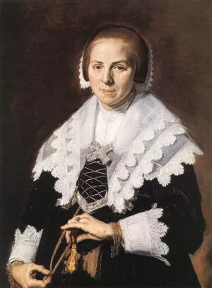 Portrait of a Woman Holding a Fan by Frans Hals - Oil Painting Reproduction