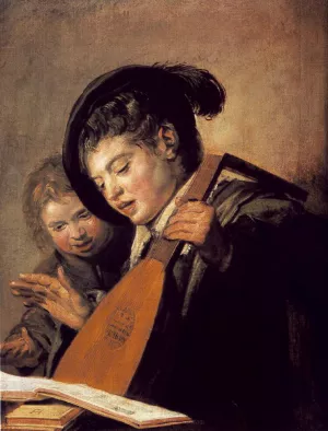 Two Boys Singing by Frans Hals Oil Painting