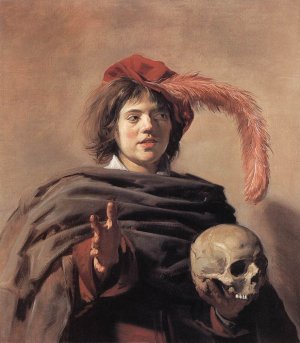 Young Man with a Skull Vanitas Oil painting by Frans Hals