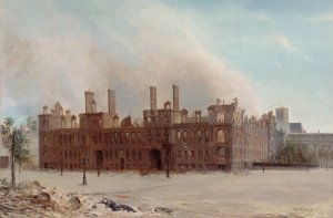 L'Hotel de Ville apres l'incendie de 1871 by Frans Moormans Oil Painting