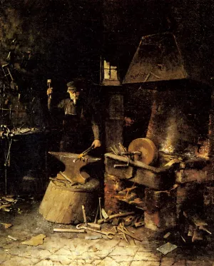 At The Forge painting by Frans Mortelmans