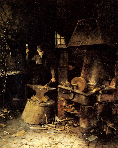 Main Product Photo of At The Forge Painting by Frans Mortelmans