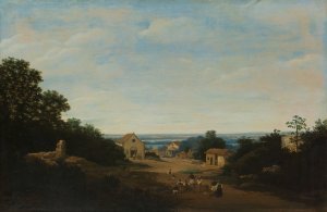 Brazilian landscape with the village of Igaracu. To the left the church of Sts Cosmas and Damian by Frans Post Oil Painting