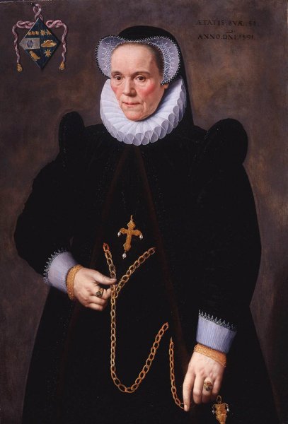 Portrait of Catherine van Damme, Wife of Francois de Groote by Frans Pourbus The Younger - Hand-Painted Oil Painting Reproduction