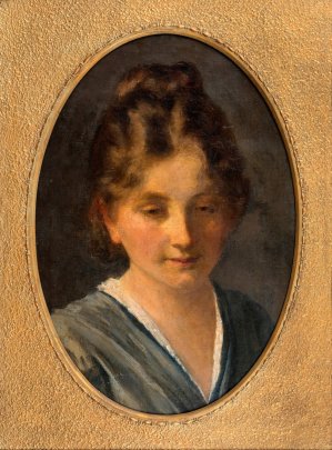 Portrait of a young girl, Miss Karen Poulsen by Frans Schwartz Oil Painting