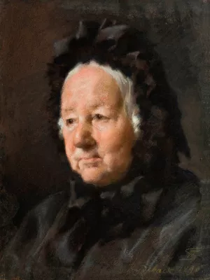 Portrait of the Reverend's wife Mrs. Tidemand by Frans Schwartz Oil Painting
